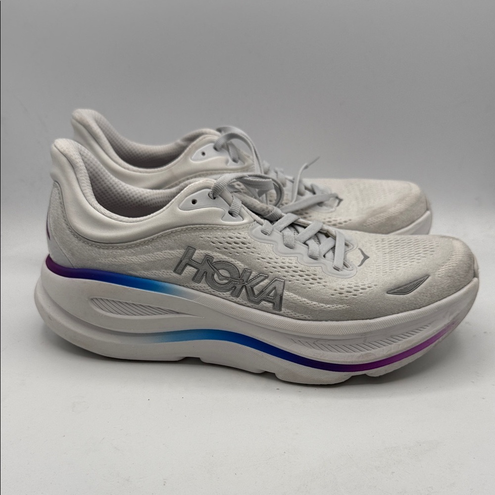 Hoka Bondi 9 Women's 9.5B White and Blue Athletic Shoes s14